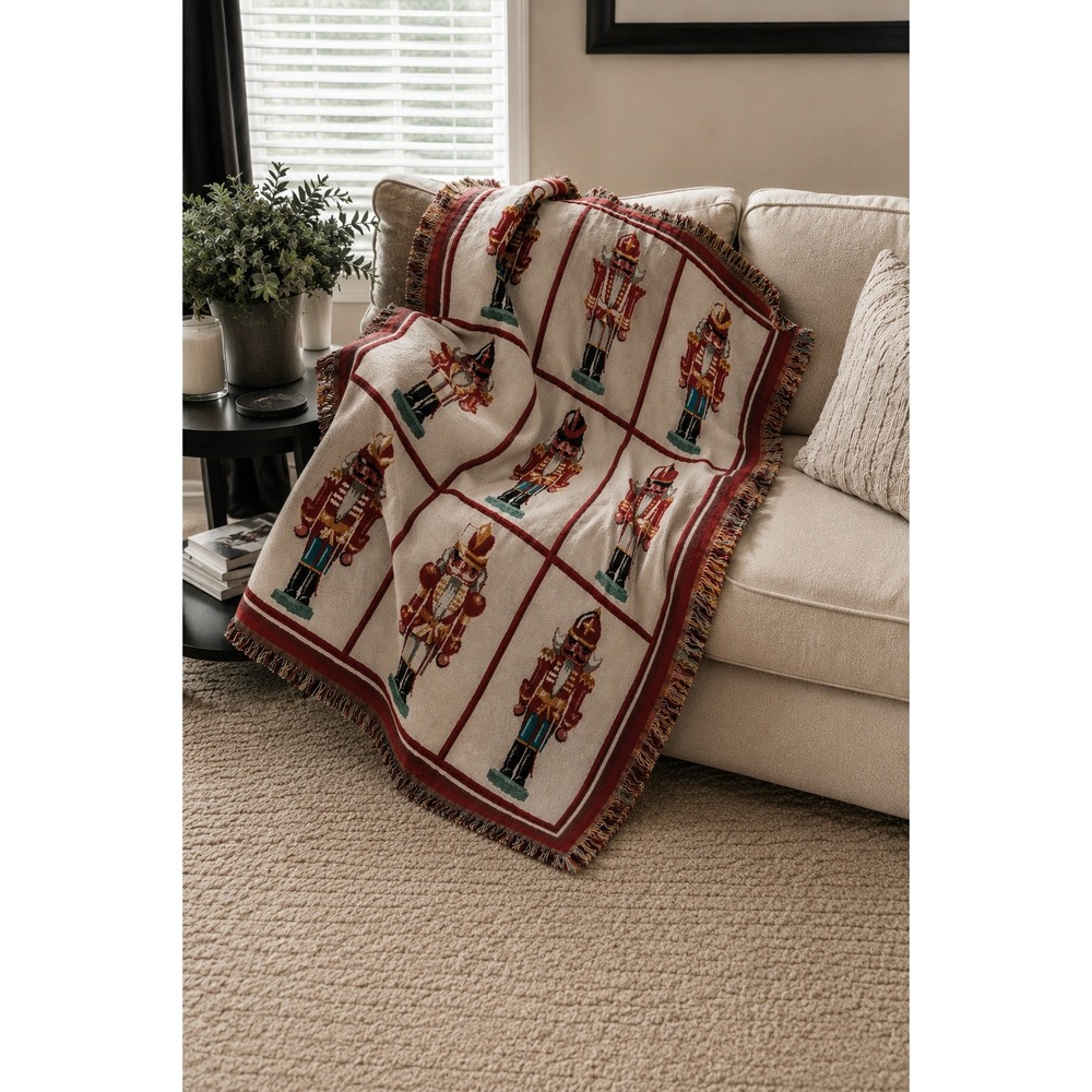Goodwin Weavers Nutcracker Christmas Woven Throw Blanket Tapestry 49x67 Holiday